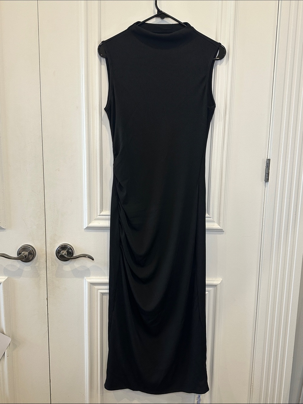 Cider Black Sleeveless Maxi Dress with Draped Side
